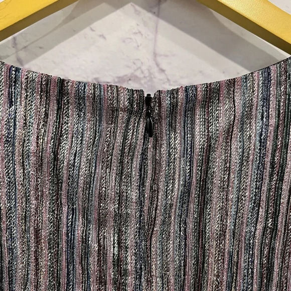 Julia Jordan Multi Colored Shimmery Stripe Metallic Long Sleeve Faux Wrap Dress - Picture 9 of 15